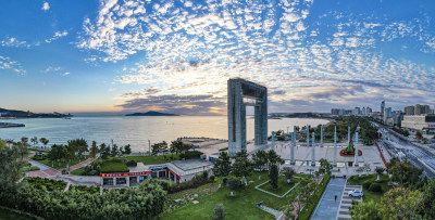 威海幸福公园刘公岛日出朝霞