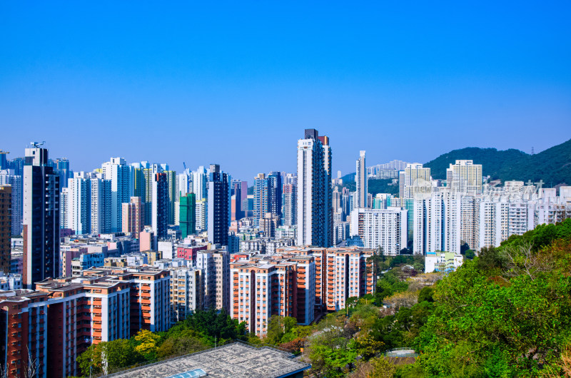 香港深水埗嘉顿山顶看城市高楼建筑群