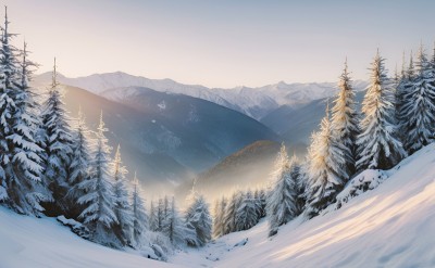 冬季森林白雪覆盖风景