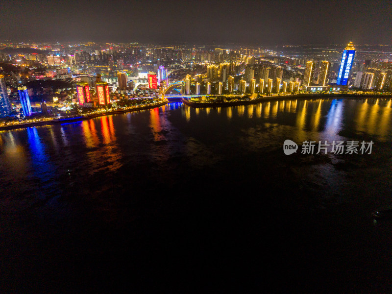 芜湖城市夜景灯光航拍图