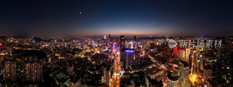 贵州贵阳城市夜景航拍全景图