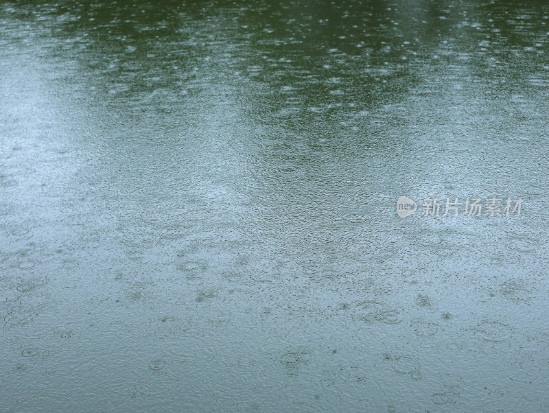 满画幅下着雨的湖面背景图