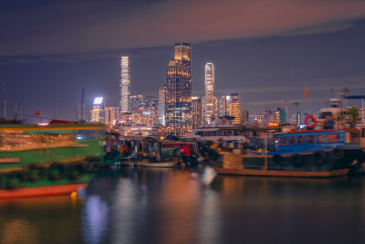 香港维多利亚港黄昏