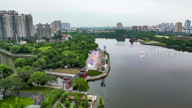 湖北荆州城市风光航拍图