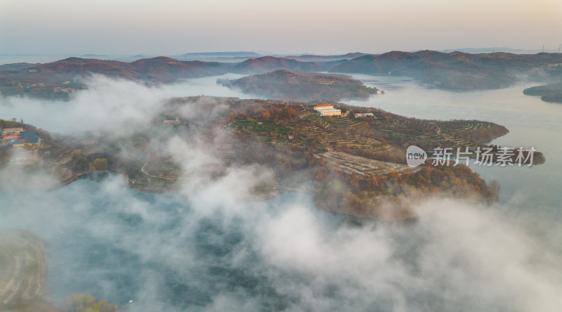 航拍视角山川云雾自然风景