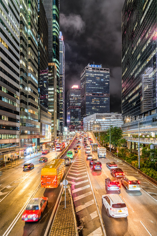 中国香港中环城市风光夜景