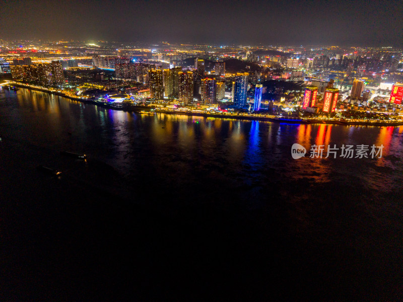 芜湖城市夜景灯光航拍图