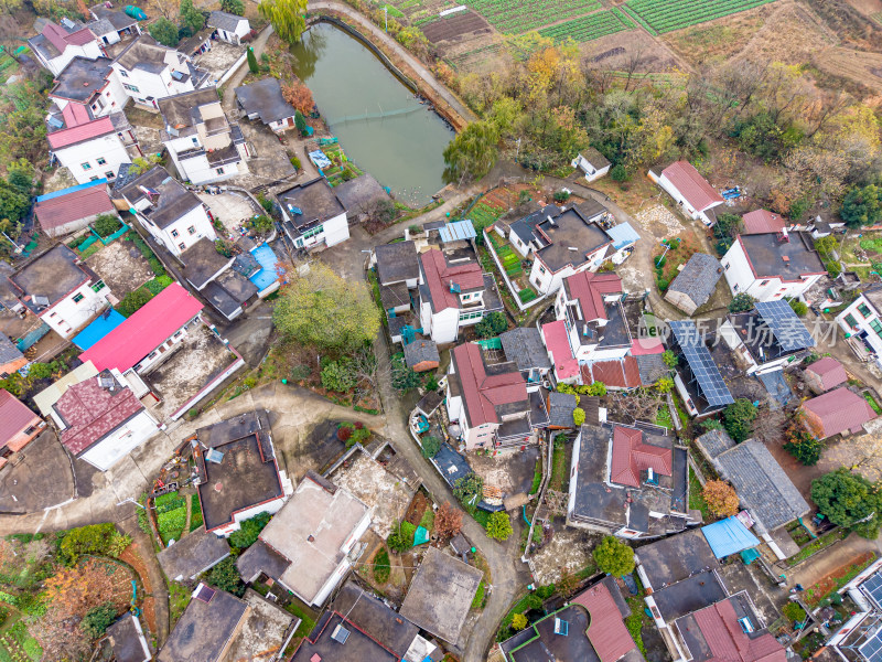 乡村农田与民居航拍景象