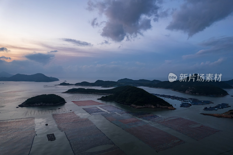 海岛滩涂海上日出自然风光航拍