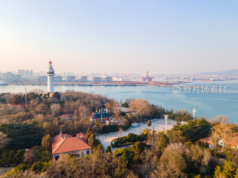 烟台市灯塔海岸航拍全景