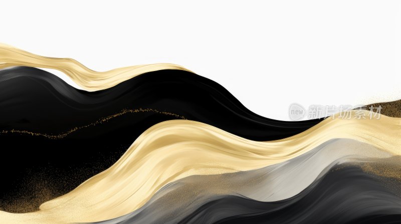 新中式山水画，黑金色渐变抽象背景