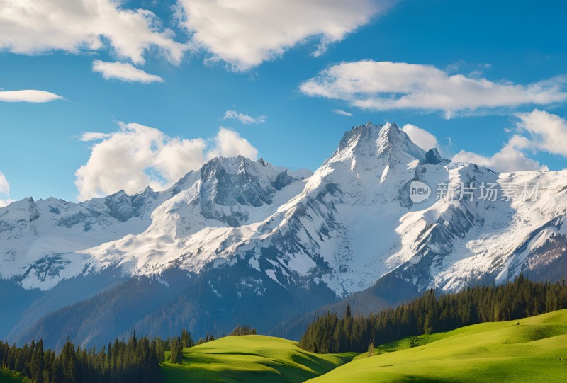 雪山草原森林风景