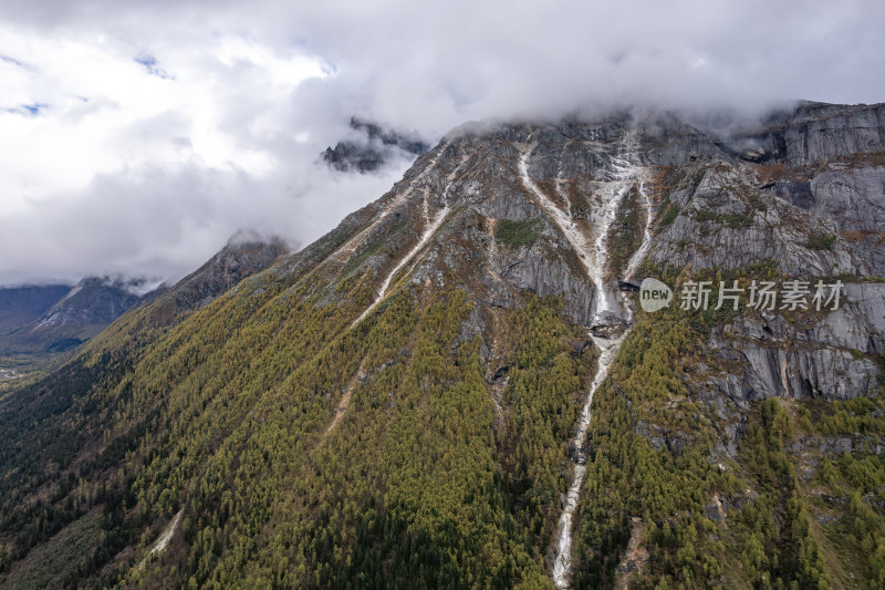 四川阿坝州双桥沟四姑娘山航拍