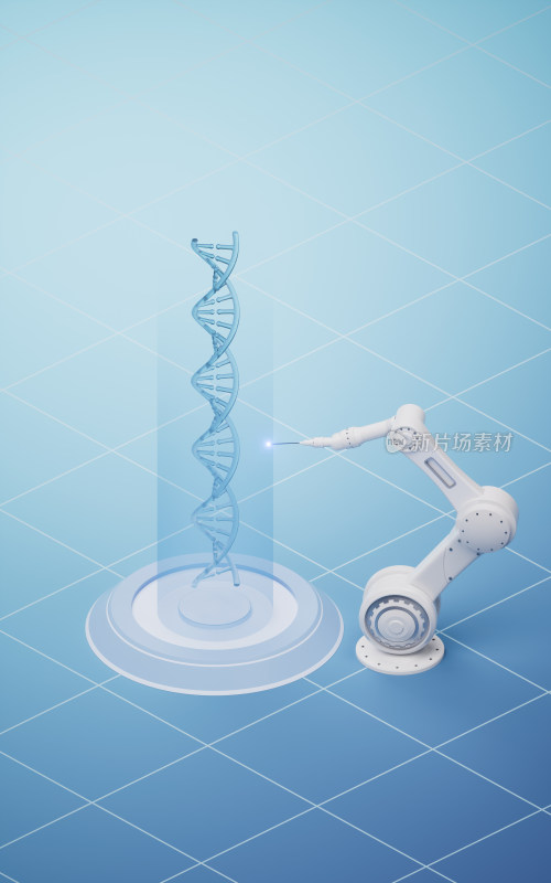 机械臂与生物科技概念3D渲染