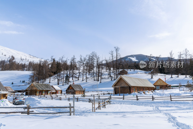 中国新疆喀纳斯冬季雪景冰雪旅游春节旅游