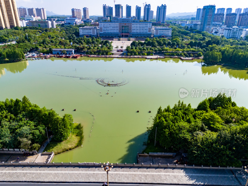 广西来宾城市大景航拍图