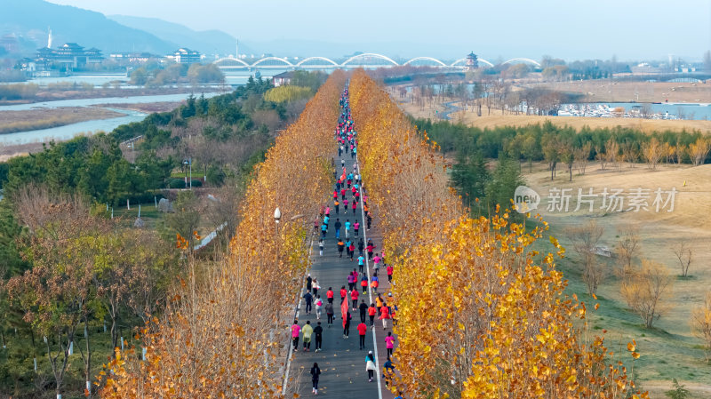 全民健身健康跑步航拍