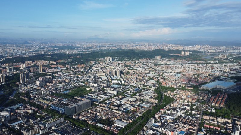 航拍广东省东莞市清溪镇城市风光