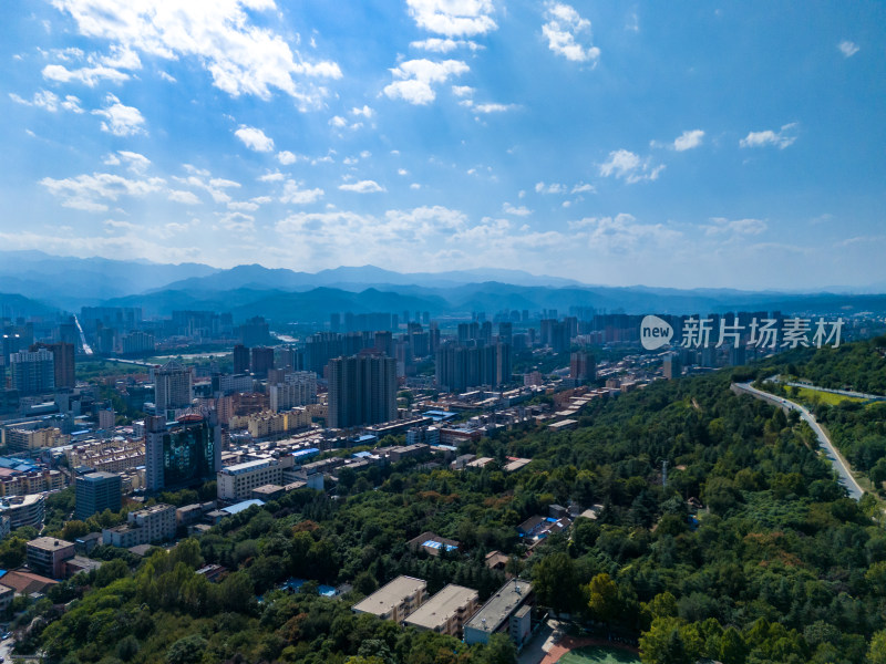 宝鸡城市大景航拍图