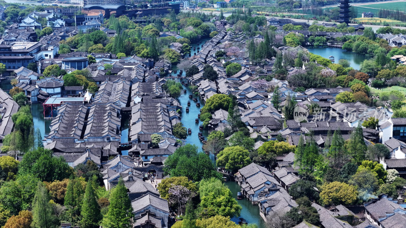 航拍乌镇景区 浙江乌镇航拍 航拍江南水乡