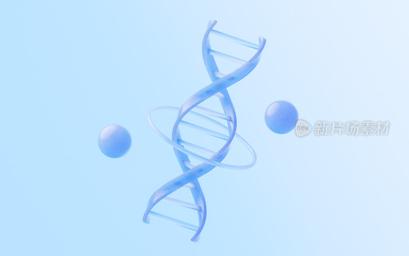 蓝色玻璃材质DNA结构3D渲染