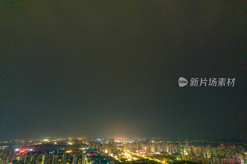 安徽蚌埠淮河广场夜景灯光交通航拍图