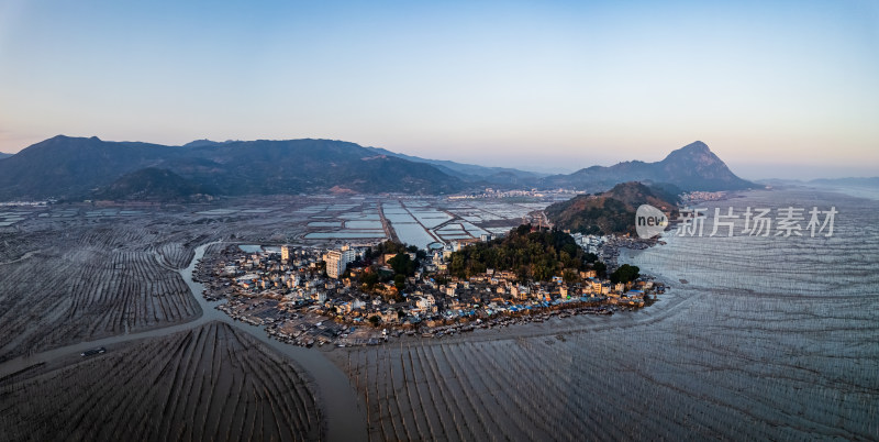 福建霞浦海岛海边滩涂日落晚霞自然风光