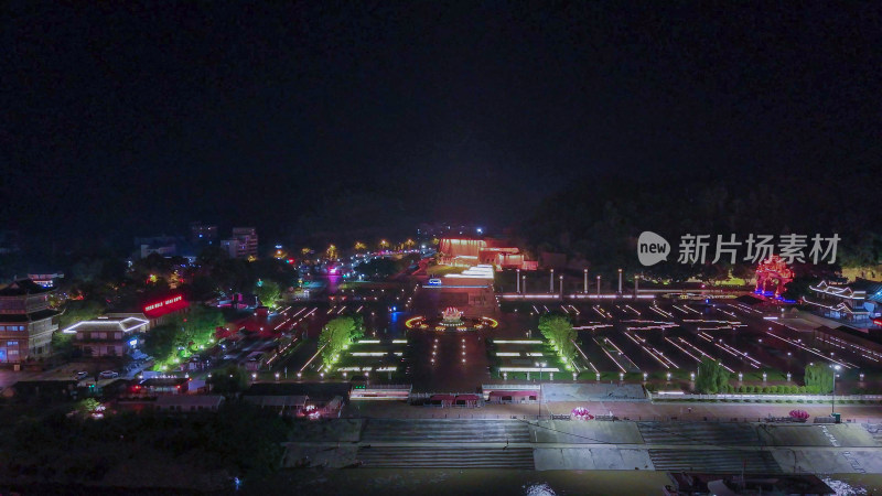 航拍四川乐山大佛文化广场夜景