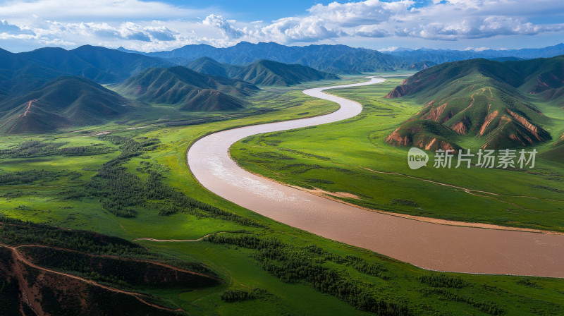 航拍黄河蜿蜒自然风景美丽中国