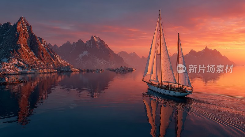 扬帆起航的帆船