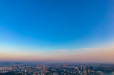 浙江绍兴城市清晨航拍摄影图