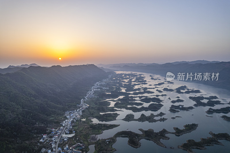 湖北黄石仙岛湖自然地貌航拍摄影配图