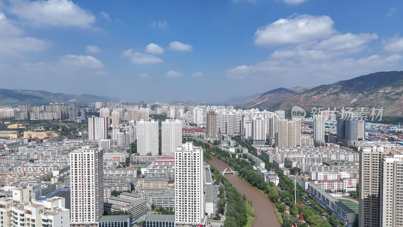 青海西宁大景青海城市建设航拍