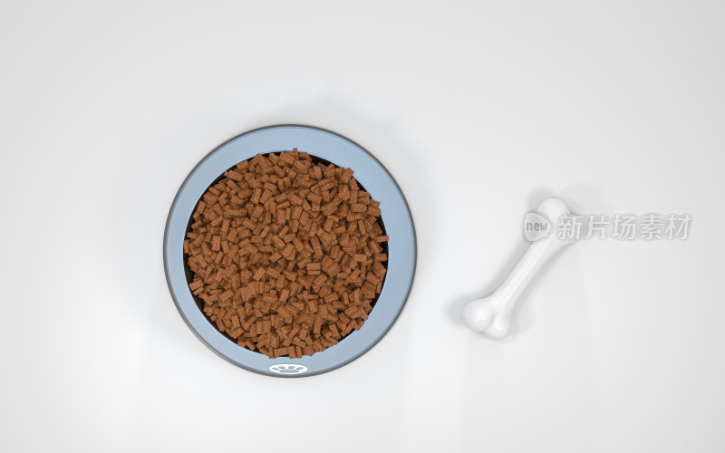 狗粮食物与骨头 3D渲染