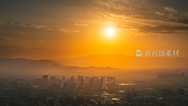 北京城市夕阳落日黄昏山川