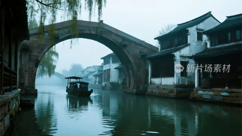 国庆节江南水乡乌镇古镇旅游风光背景