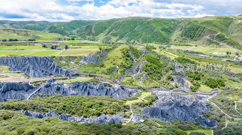 四川甘孜道孚县八美墨石公园景区全景航拍