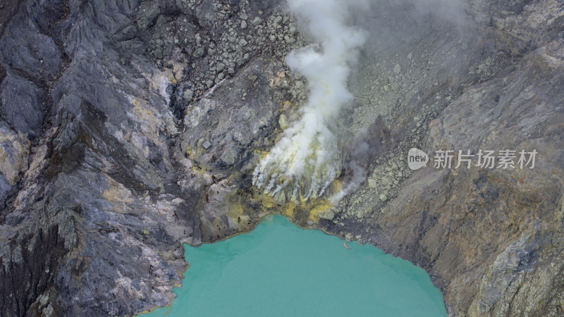 印尼东爪哇岛ljen火山全景航拍