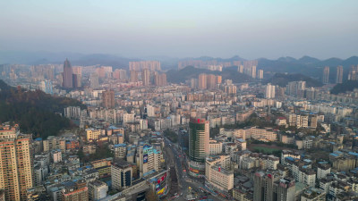 航拍贵州遵义红花岗区城市建设