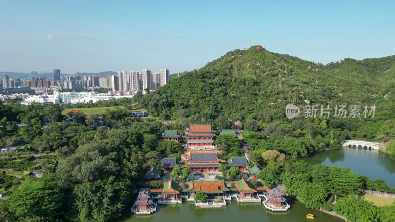 航拍广东珠海圆明新园