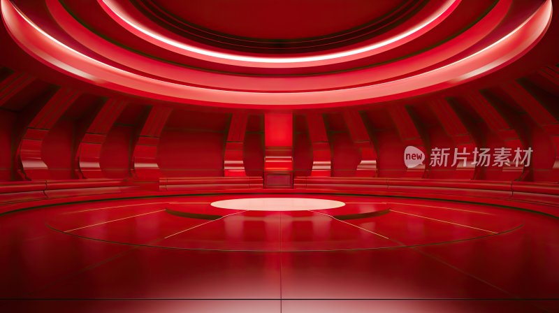 3D红色赛博朋克舞台空间