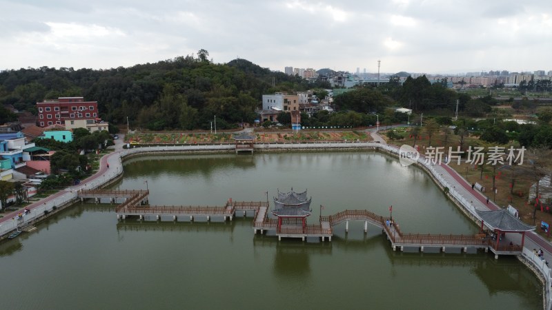 航拍广东省东莞市横沥镇山厦村