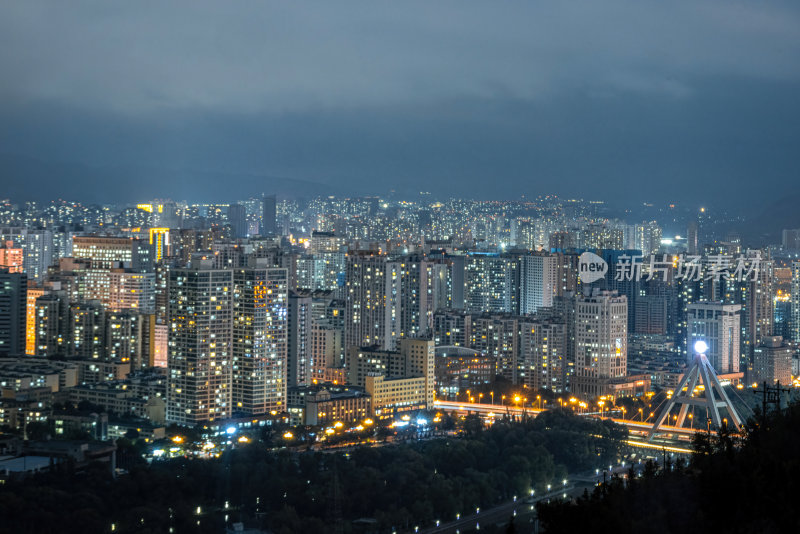 西宁城市夜景航拍