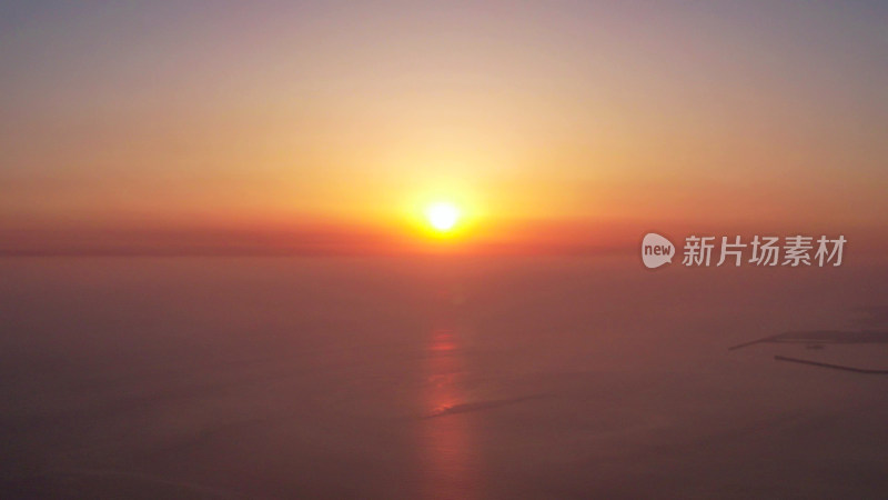 大海海上日落晚霞夕阳航拍