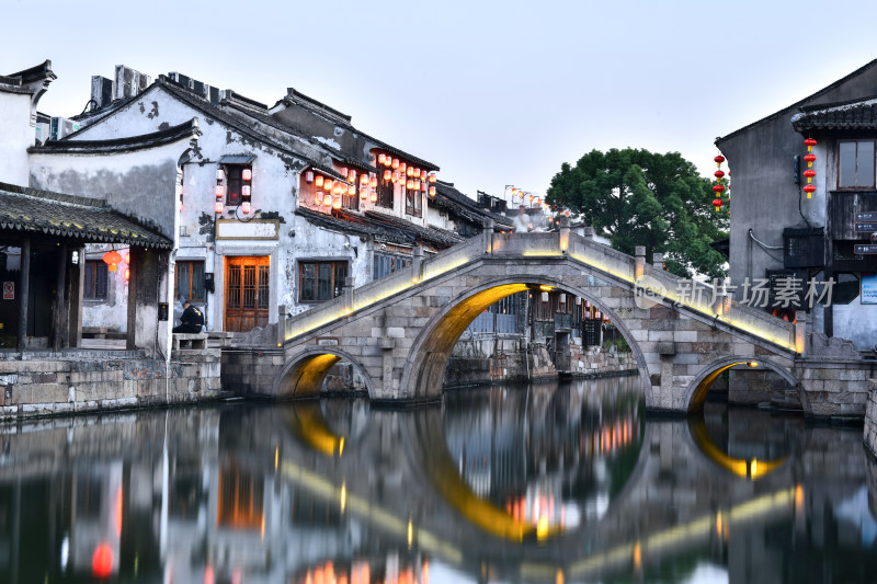 西塘古镇景区夜景，江南水乡