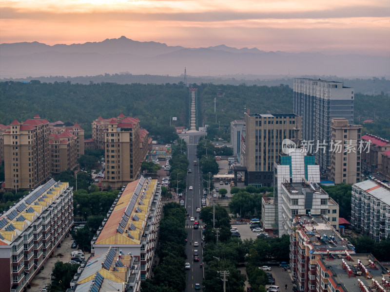 辽宁朝阳喀左城镇航拍全景