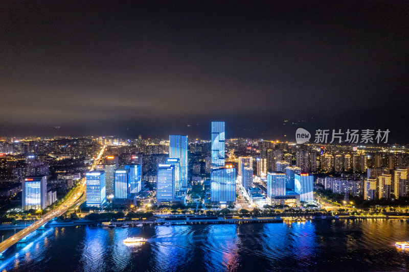 福建福州城市夜景灯光航拍图