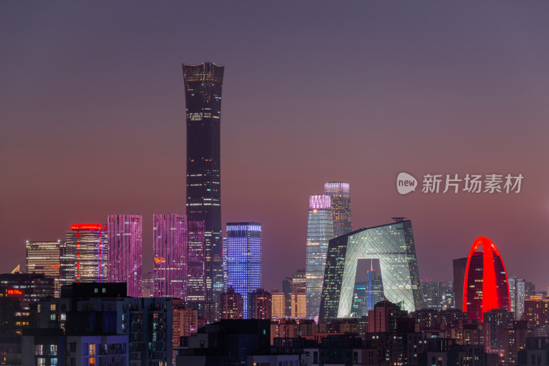 北京CBD核心区夜景灯光之中国尊夜景