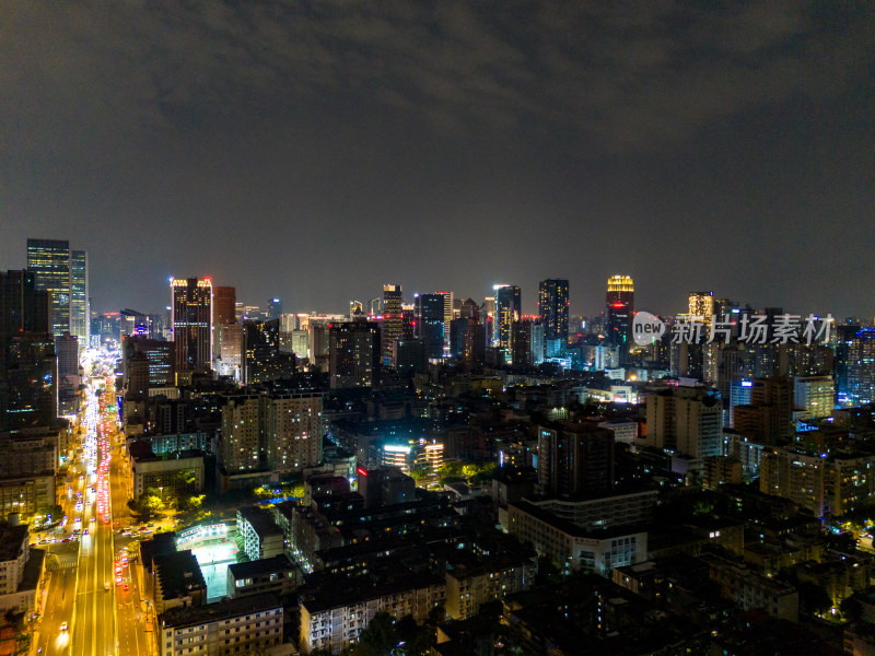 成都春熙路夜景航拍图