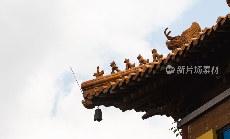 中式古建筑屋檐神兽特写